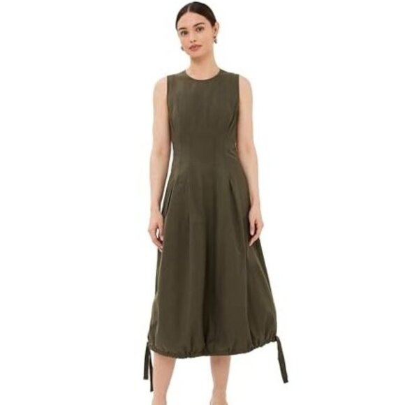 Proenza Schouler White Label Marley Bubble Hem Dress Olive Green NWT Size 2 - Picture 1 of 5